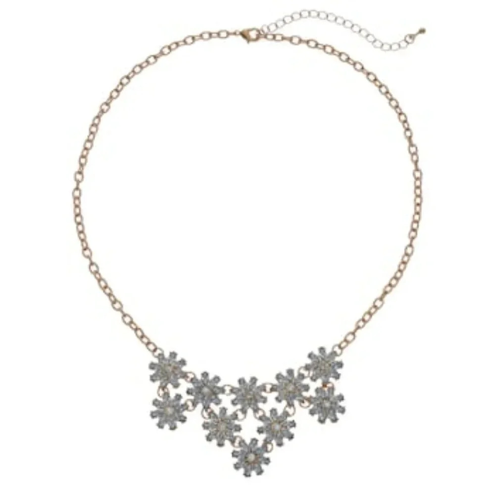 🆕 Mudd® Flower Gold & Sparkle Statement Necklace